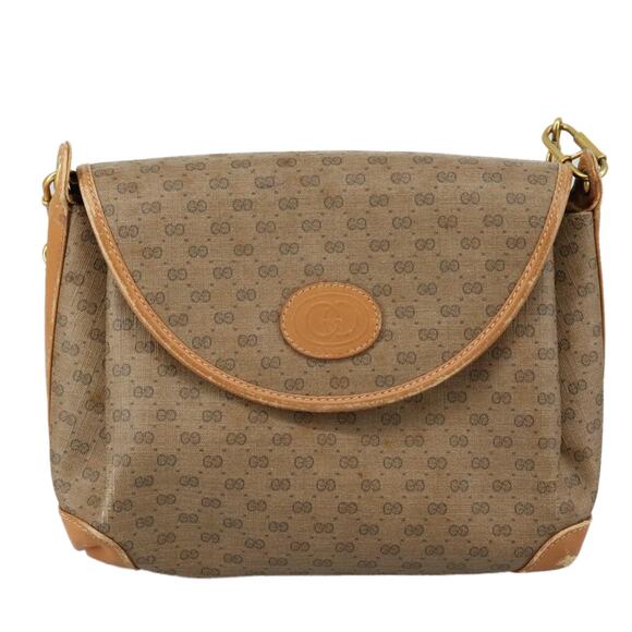 GUCCI Micro GG Supreme Shoulder Bag Pvc Beige Gold - Picture 13 of 16